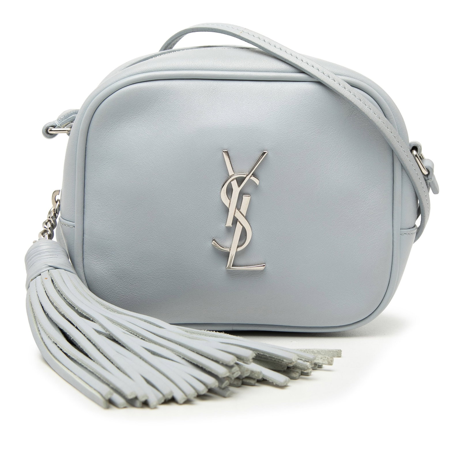 Saint Laurent Blogger Monogram Calfskin Crossbody Bag Blue: Saint Laurent Blogger Monogram Calfskin Crossbody Bag Blue Saint Laurent Blogger crossbody bag crafted in blue calfskin leather with the Monogram design. This bag features a flat shoulder strap, a top