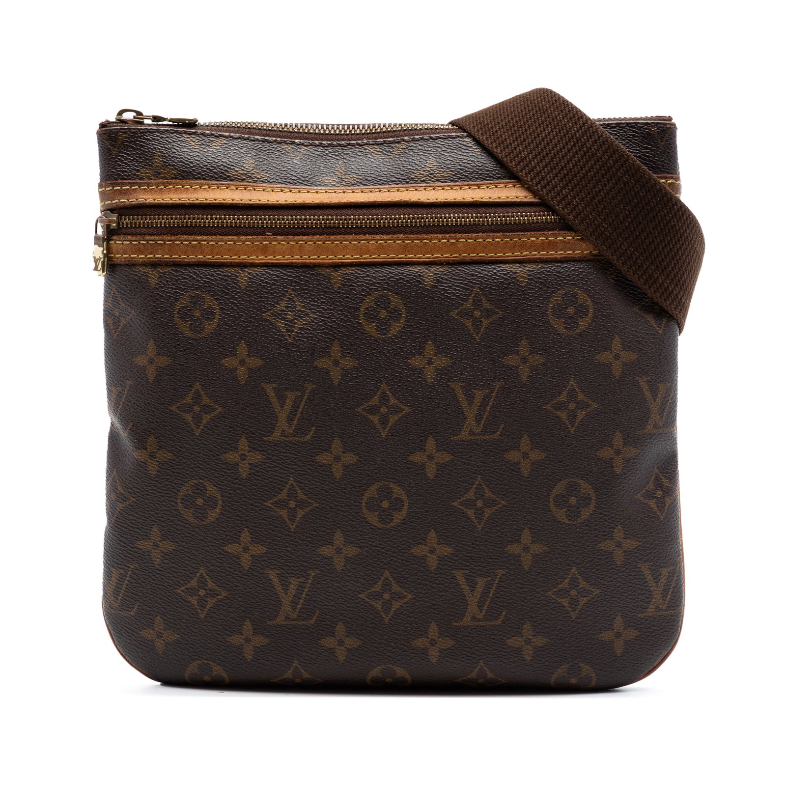 Louis Vuitton Bosphore Pochette Monogram Canvas Crossbody: Louis Vuitton Bosphore Pochette Monogram Canvas Crossbody The Louis Vuitton Monogram Bosphore Pochette is crafted from the brand's signature monogram canvas with vachetta leather trim. It features an 