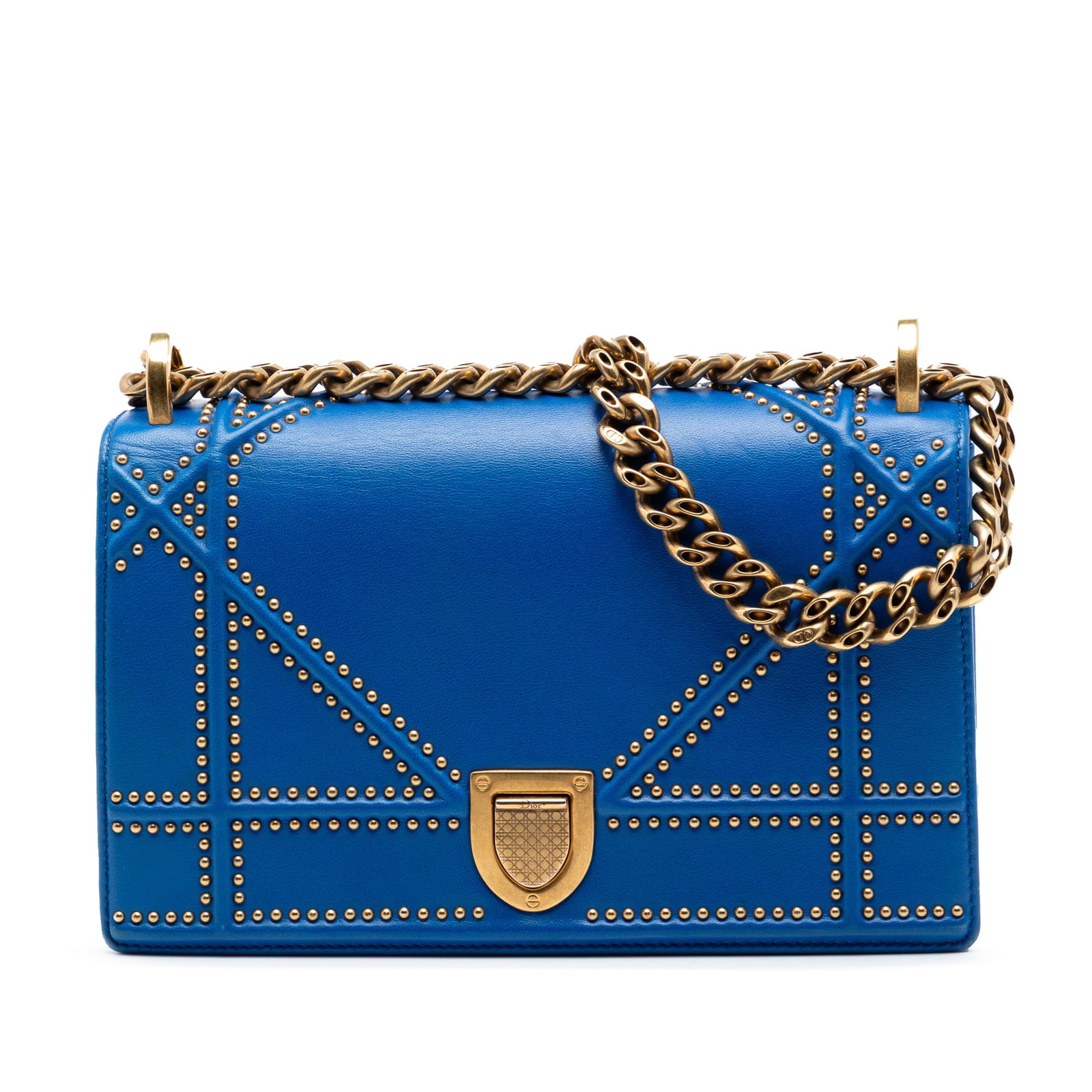 Dior Diorama Small Studded Lambskin Flap Bag Blue (1 of 8)