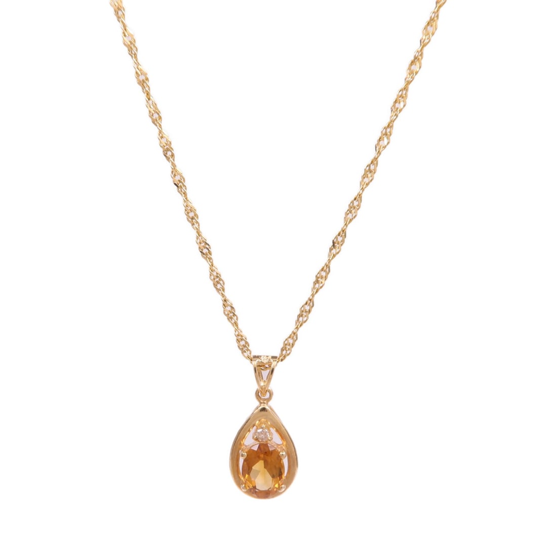 14K Yellow Gold Citrine Diamond Necklace for Women (1 of 10)
