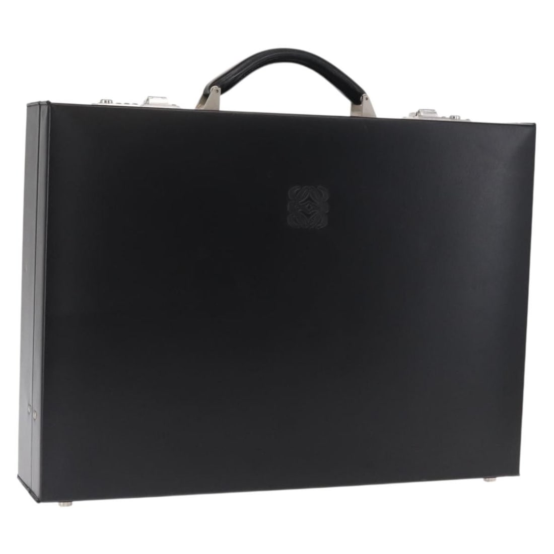LOEWE Anagram Leather Trunk Bag Black Silver Spain: LOEWE Anagram Leather Trunk Bag Black Silver Spain Loewe Anagram trunk bag in black leather with silver-tone accents. Made in Spain, this women's bag features a structured trunk style and includes onl
