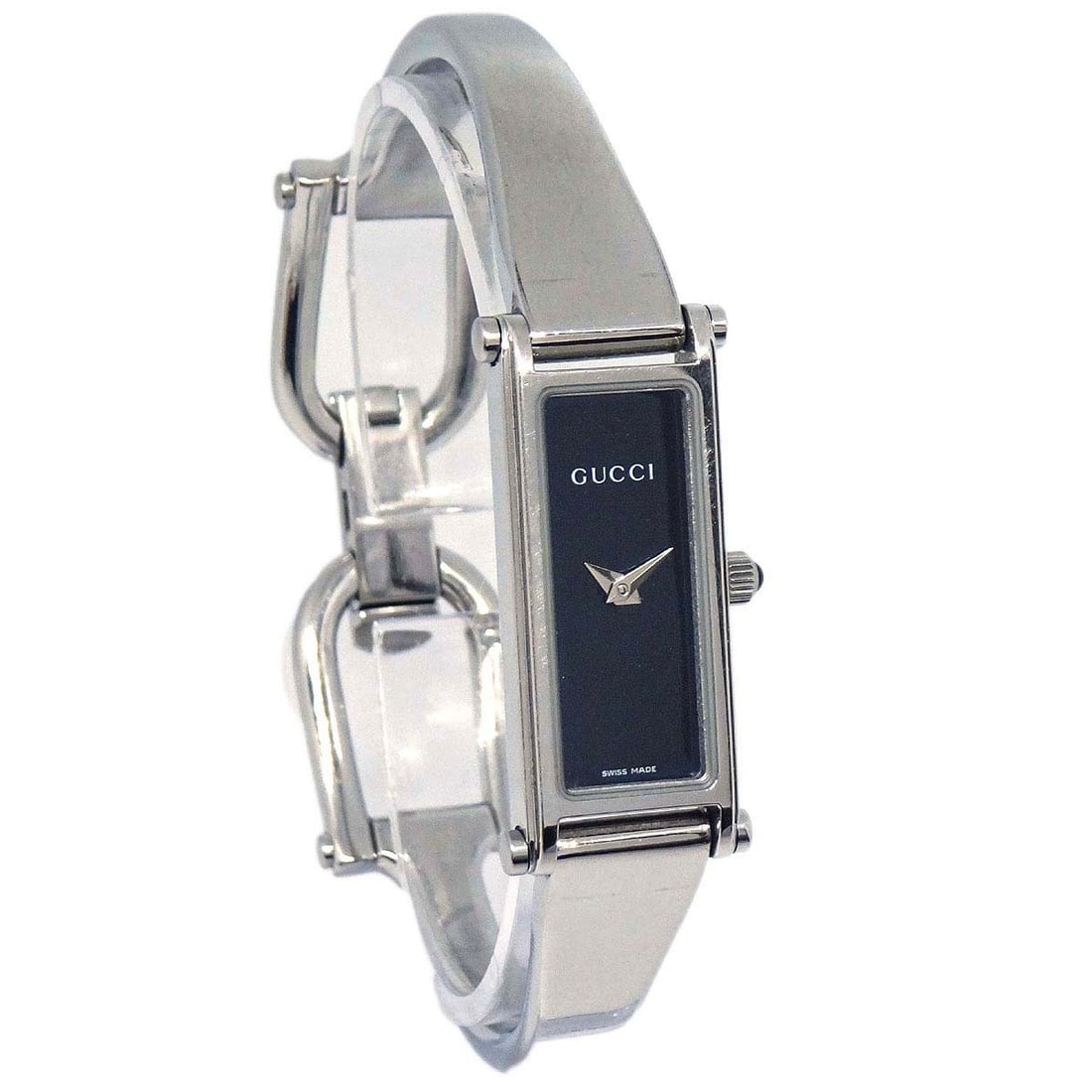 Gucci 1500L Women's Stainless Steel Rectangular Quartz Wristwatch: Gucci 1500L Women's Stainless Steel Rectangular Quartz Wristwatch Gucci 1500L women's wristwatch with a quartz movement and a slim rectangular stainless steel case and bracelet. This analog watch feat