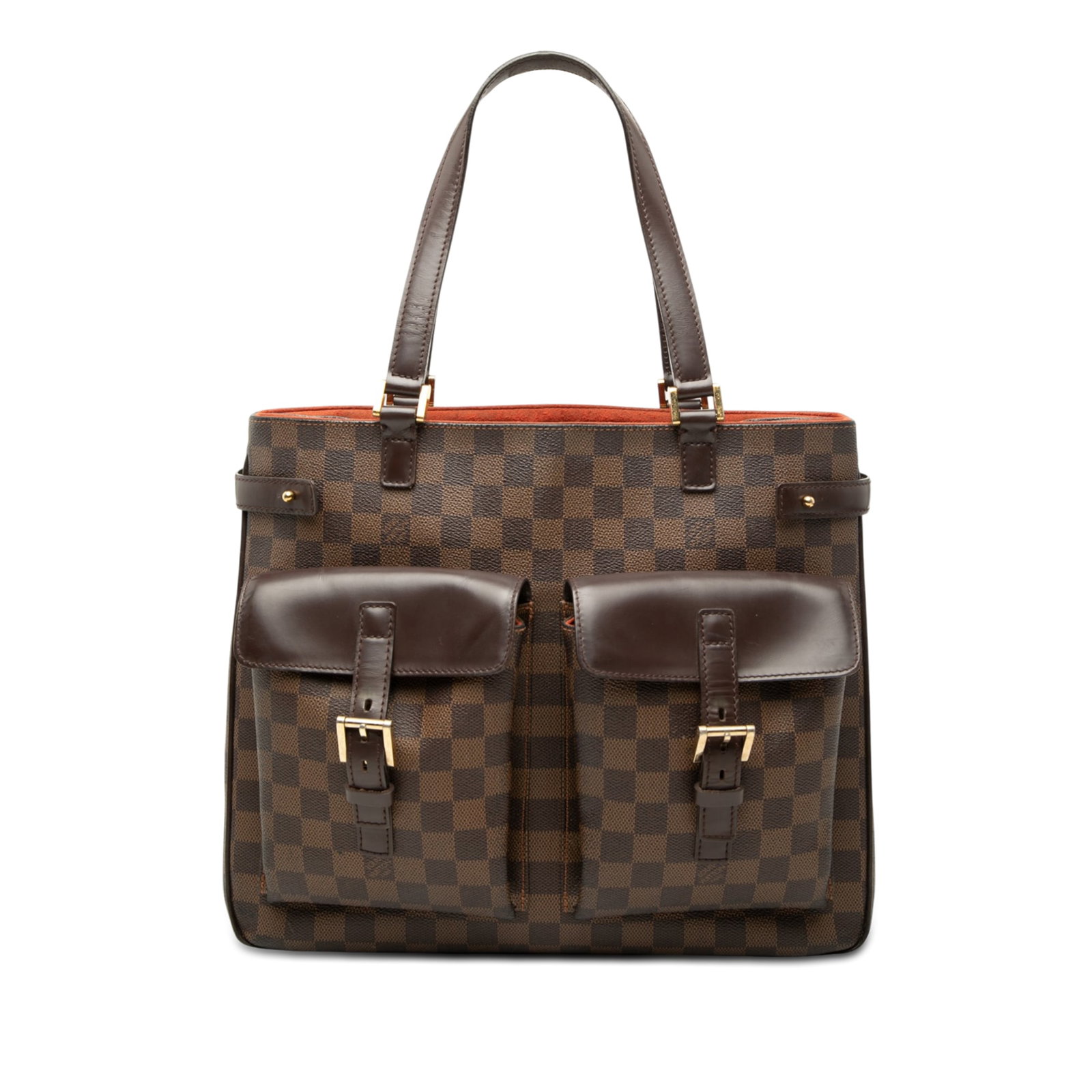 Louis Vuitton Uzes Tote Damier Ebene Brown Bag: Louis Vuitton Uzes Tote Damier Ebene Brown Bag Louis Vuitton Damier Ebene Uzes bag in brown damier canvas with flat leather straps, an open top, front exterior flap pockets, and an interior zip pocket