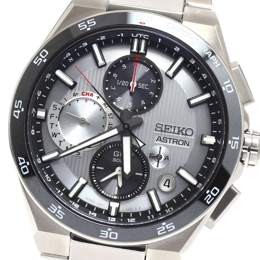 Seiko Astron Nextar SBXC153 Mens Solar Radio-Controlled Wristwatch: Seiko Astron Nextar SBXC153 Mens Solar Radio-Controlled Wristwatch Pre-owned SEIKO Astron Nextar men's wristwatch with a ceramic/titanium case and titanium band. It features a silver/black dial, solar