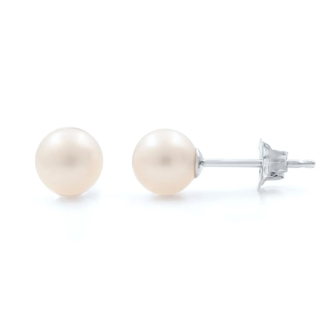 Rachel Koen 14K White Gold Pearl Stud Earrings 5mm Gift Boxed (1 of 4)