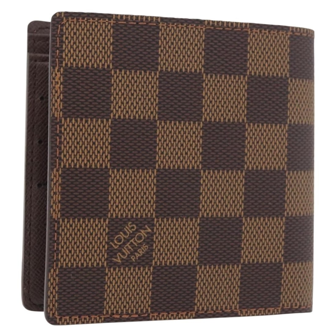 Louis Vuitton N61675 Portefeuille Marco Damier Ebene bifold wallet: Louis Vuitton N61675 Portefeuille Marco Damier Ebene bifold wallet Louis Vuitton Damier Ebene Portefeuille Marco bifold wallet in Damier Ebene canvas, made in Spain. The wallet is described as being i