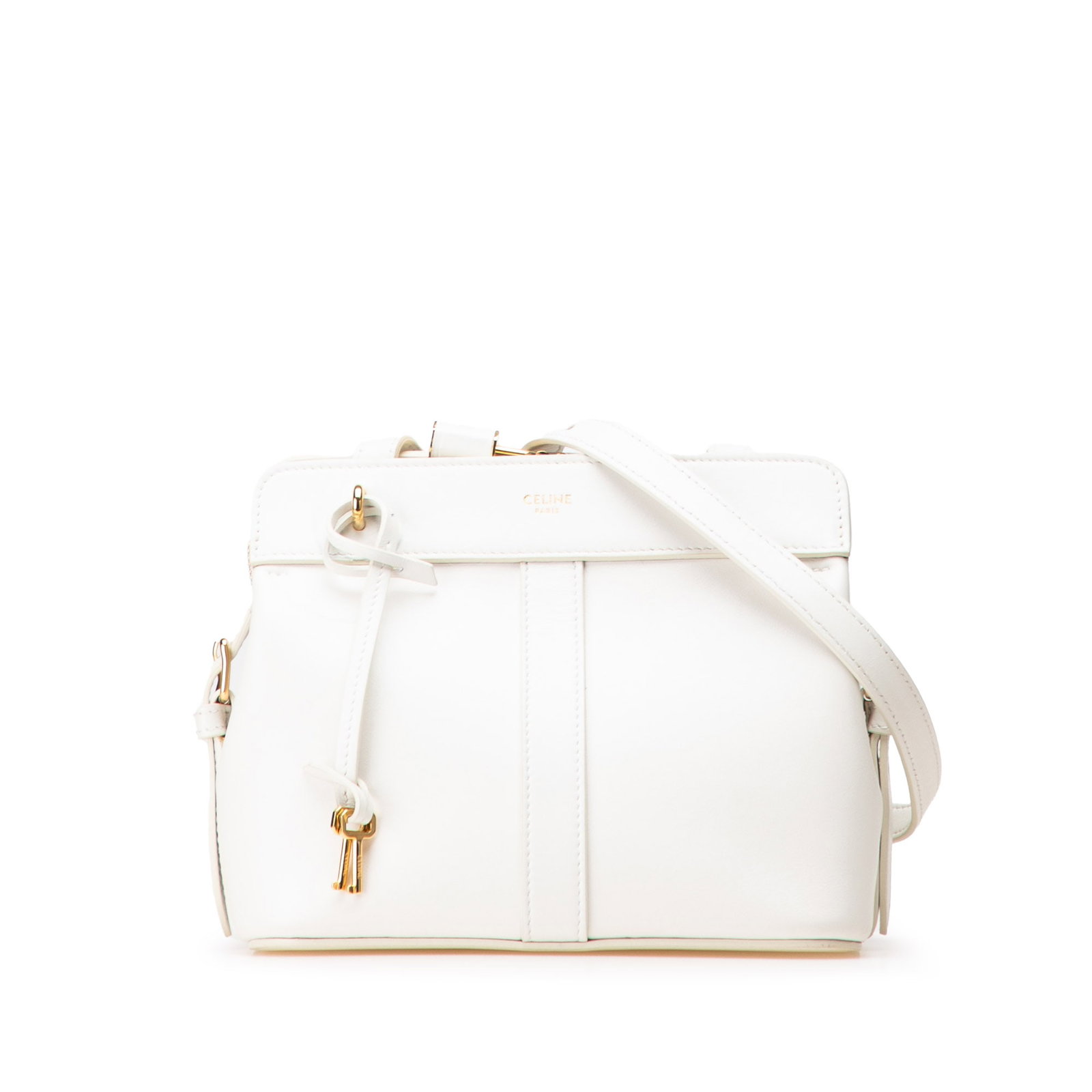 Celine Teen Leather Cabas De France Crossbody White Bag (1 of 12)