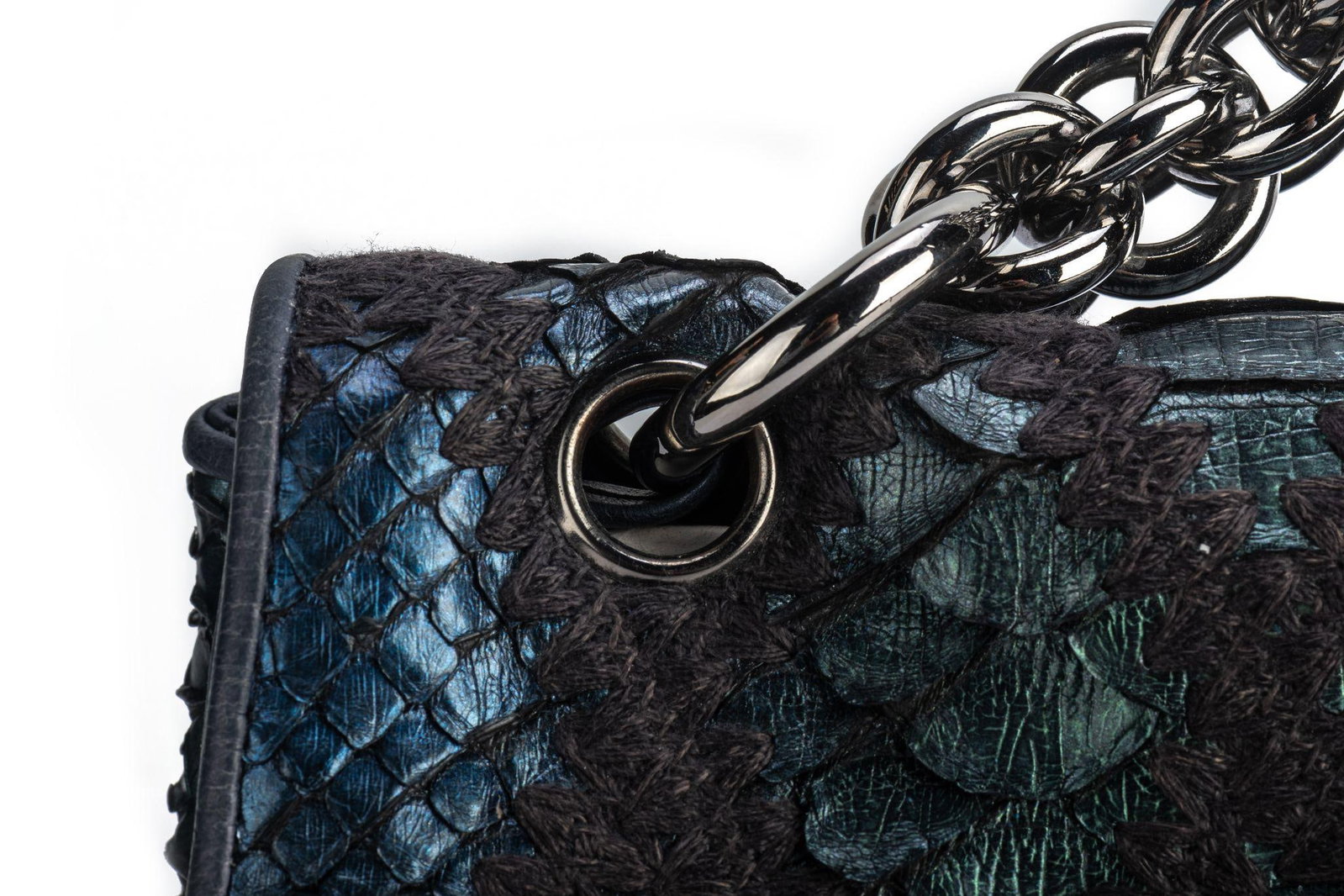 Chanel Maxi Python Bag Navy Blue Collection 11 Authentic - 10