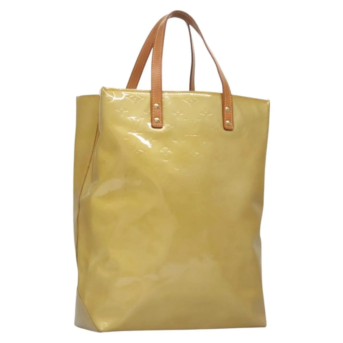 Beige patent leather handbag Louis Vuitton Reade Monogram Vernis: Beige patent leather handbag Louis Vuitton Reade Monogram Vernis This Louis Vuitton Reade Handbag features the iconic Monogram Vernis in beige patent leather. Designed for women, it offers a spacious