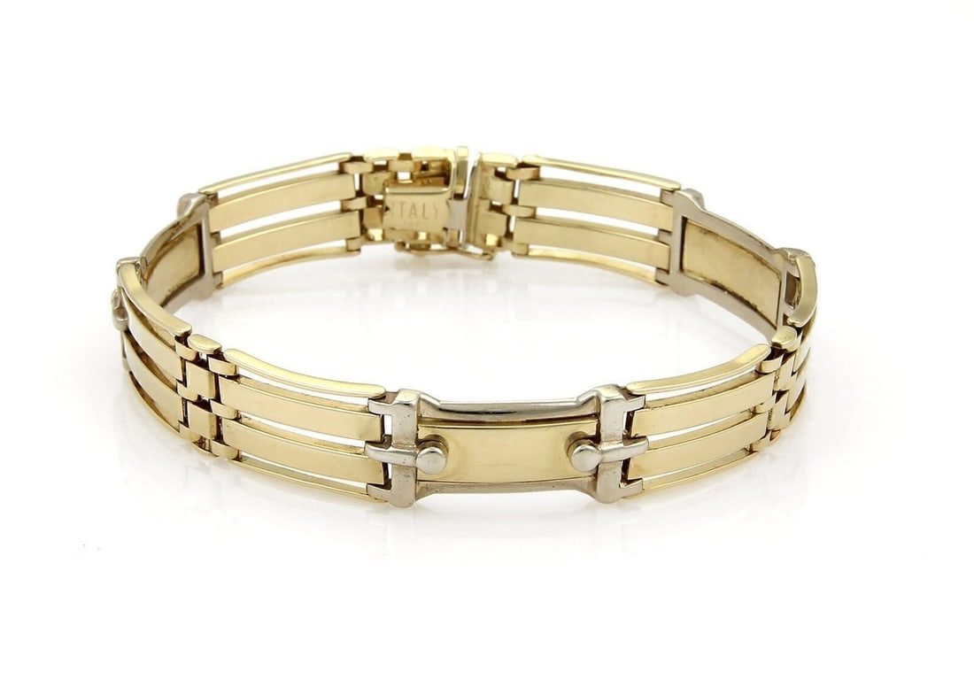 Vintage 14k Two Tone Gold Gate Link Bracelet 8 Inch (1 of 4)