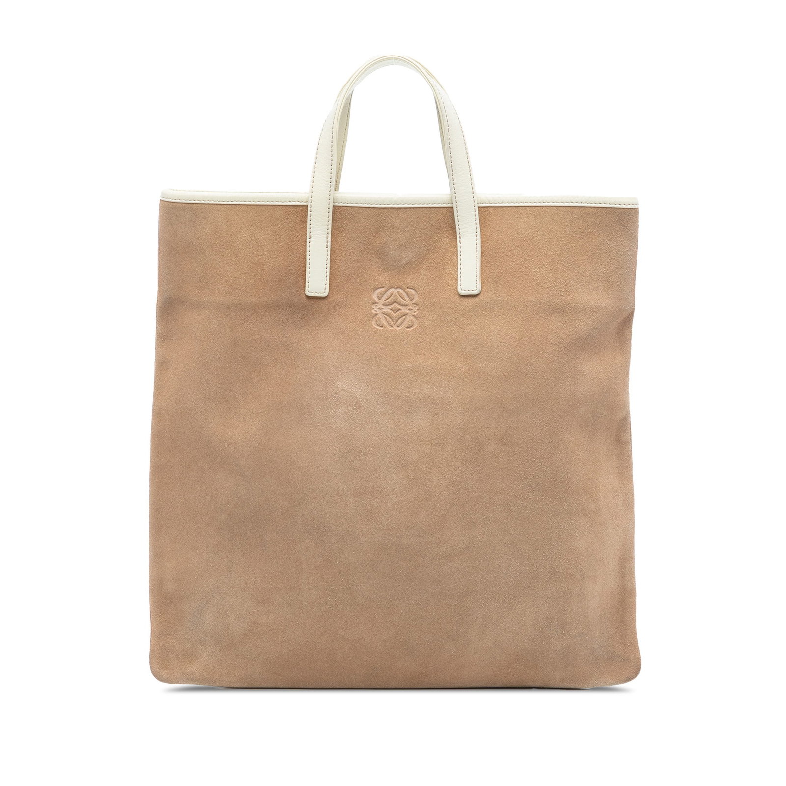 Brown Suede Leather Tote Bag with Calf Trim by LOEWE Anagram (1 of 6)
