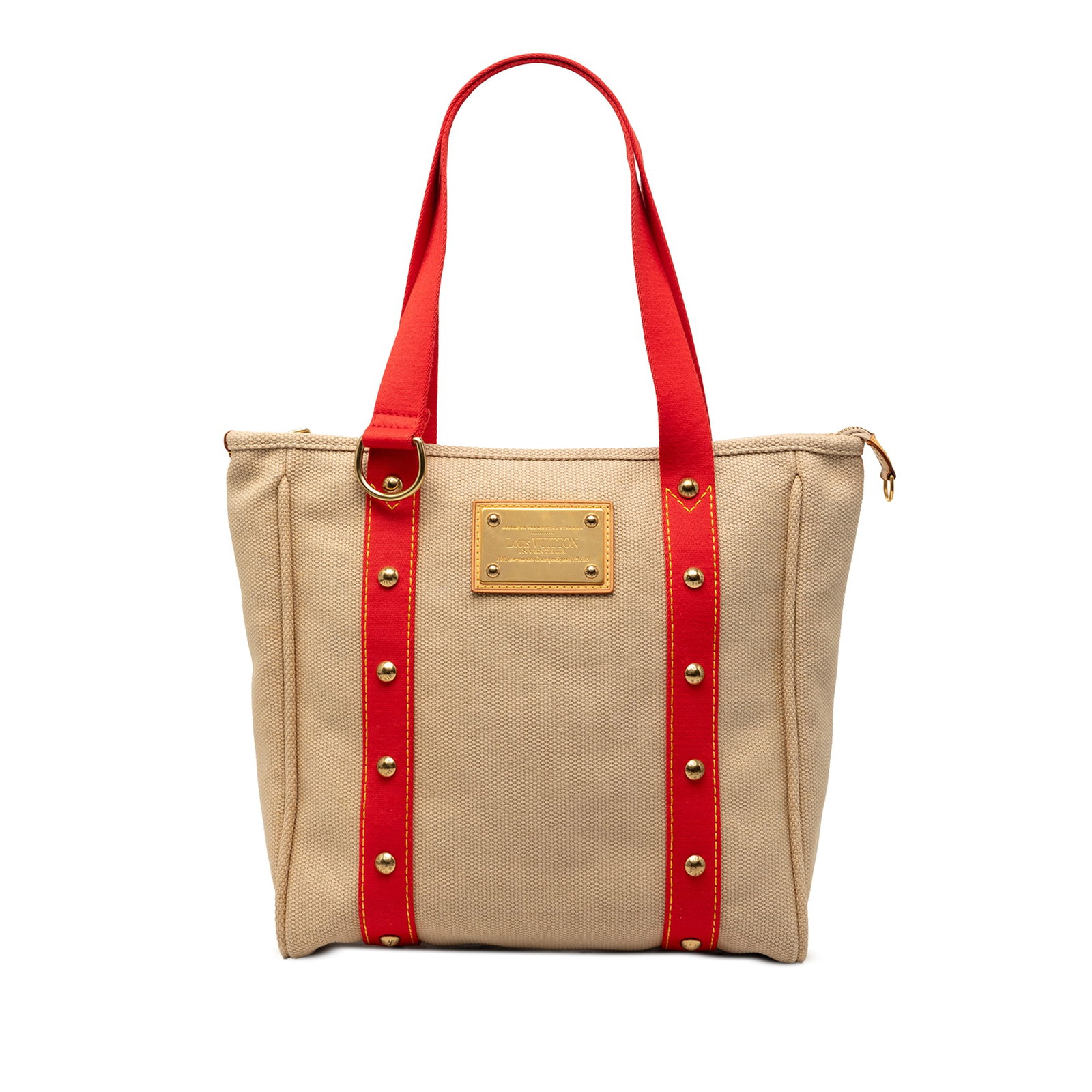 Louis Vuitton Antigua Cabas MM Canvas Shoulder Bag Beige: Louis Vuitton Antigua Cabas MM Canvas Shoulder Bag Beige Louis Vuitton Antigua Cabas MM bag in beige fabric with a canvas body, flat shoulder straps, a top zip closure, and an interior slip pocket. Or