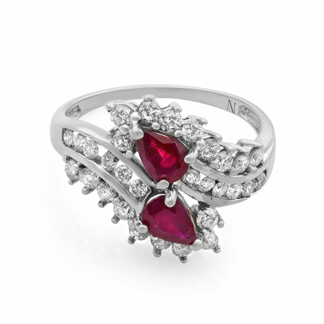 Rachel Koen 14K White Gold Ruby Diamond Ring 1.00ct VVS1 Size 9.75 (1 of 6)