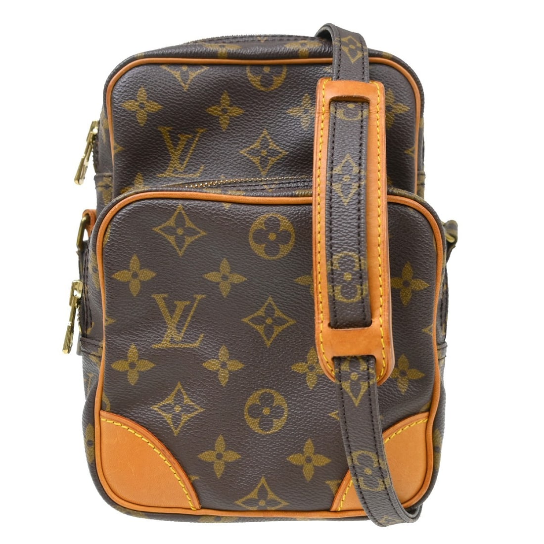 Louis Vuitton Amazone Monogram Canvas Crossbody Bag M45236: Louis Vuitton Amazone Monogram Canvas Crossbody Bag M45236 Vintage Louis Vuitton Amazon crossbody shoulder bag in brown Monogram canvas and leather. This unisex medium bag features a zip closure, brow