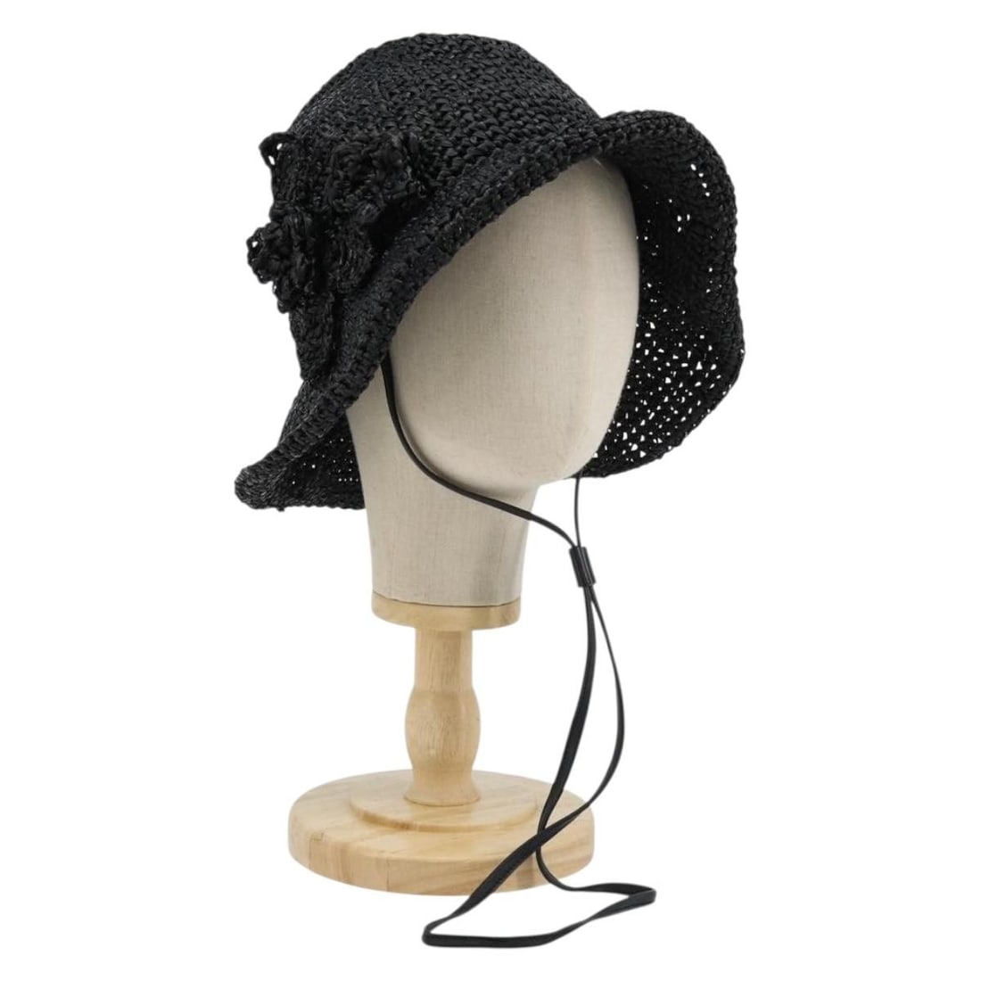 Miu Miu Womens Black PVC Leather Raffia Hat Italy (1 of 16)