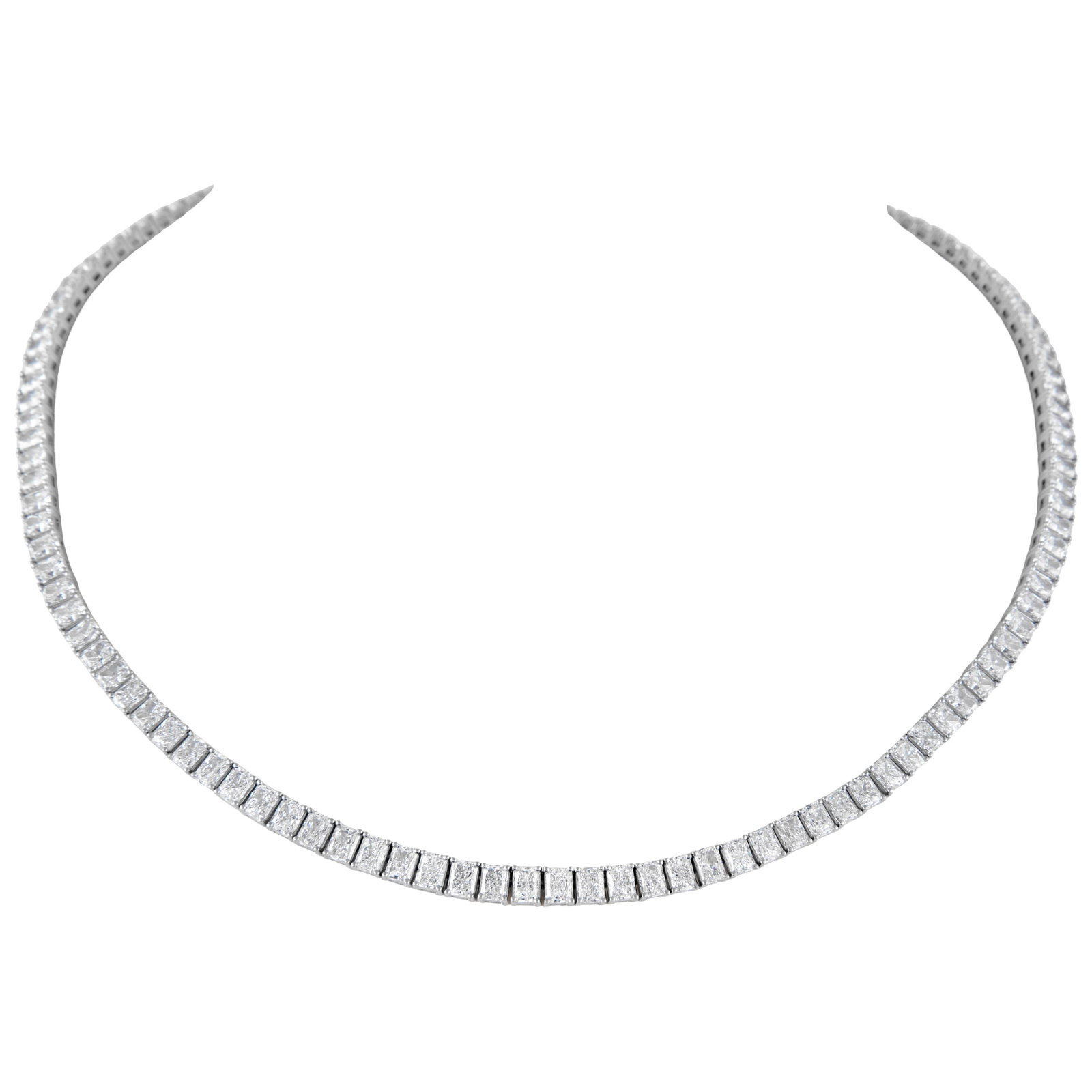 18k White Gold Radiant Diamond Tennis Necklace 22.58ct (1 of 4)