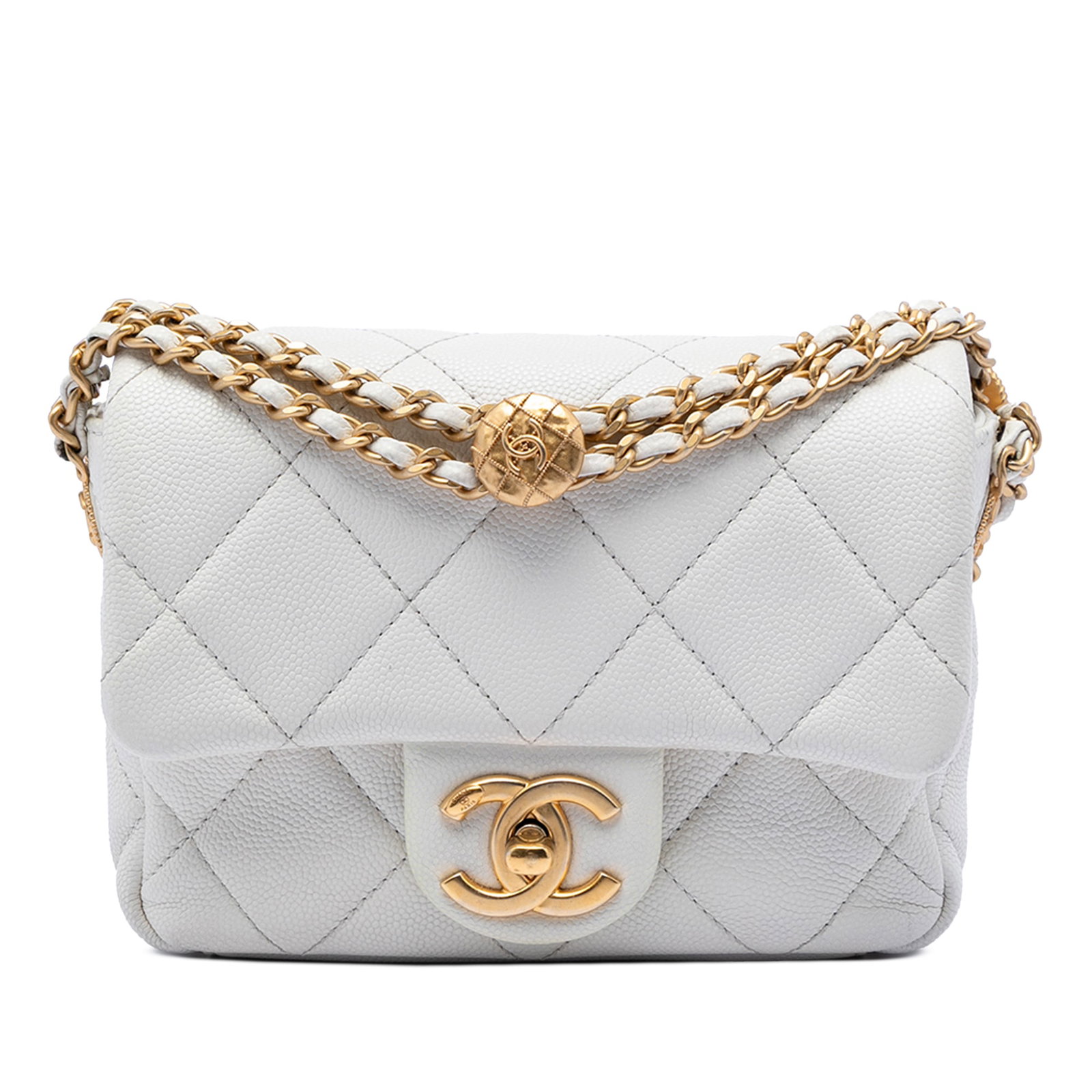 Chanel Twist Your Buttons Mini Flap Crossbody White Caviar Leather (1 of 6)