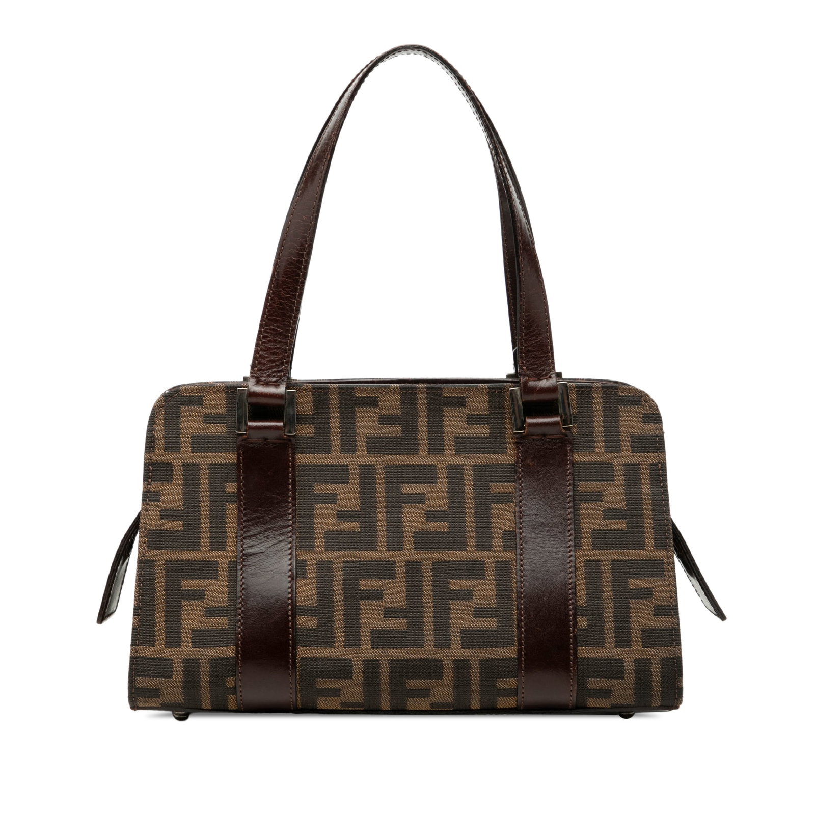 Fendi Zucca Brown Canvas Handbag with Leather Trim (1 of 7)
