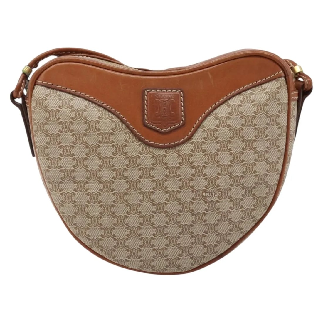 Celine Vintage Macadam Shoulder Bag Beige Canvas Leather (1 of 18)