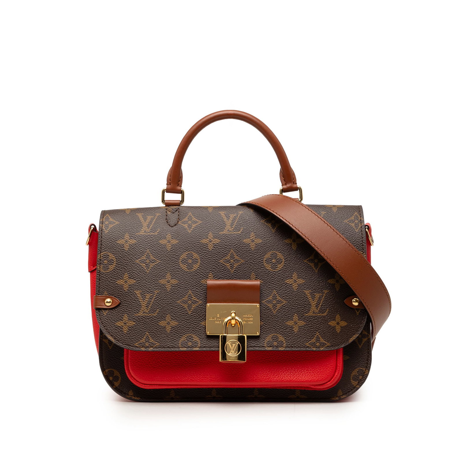 Louis Vuitton Vaugirard Monogram Canvas Shoulder Bag: Louis Vuitton Vaugirard Monogram Canvas Shoulder Bag Louis Vuitton Monogram Vaugirard bag in brown monogram canvas and leather. It features a rolled leather top handle, an adjustable and detachable fl