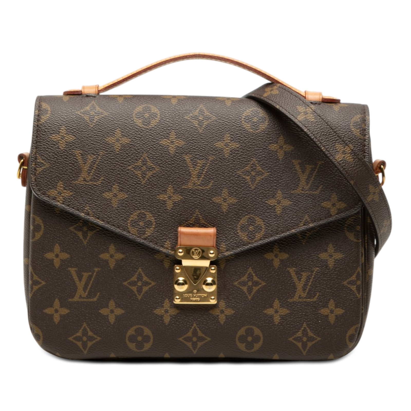 Louis Vuitton Pochette Metis Monogram Canvas Shoulder Bag: Louis Vuitton Pochette Metis Monogram Canvas Shoulder Bag Louis Vuitton Monogram Pochette Metis bag featuring a monogram canvas body, flat vachetta leather top handle, detachable flat shoulder strap, 
