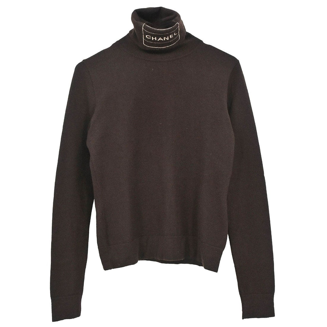 CHANEL 04A Brown Cashmere Blend High Neck Knit Top 38 (1 of 11)