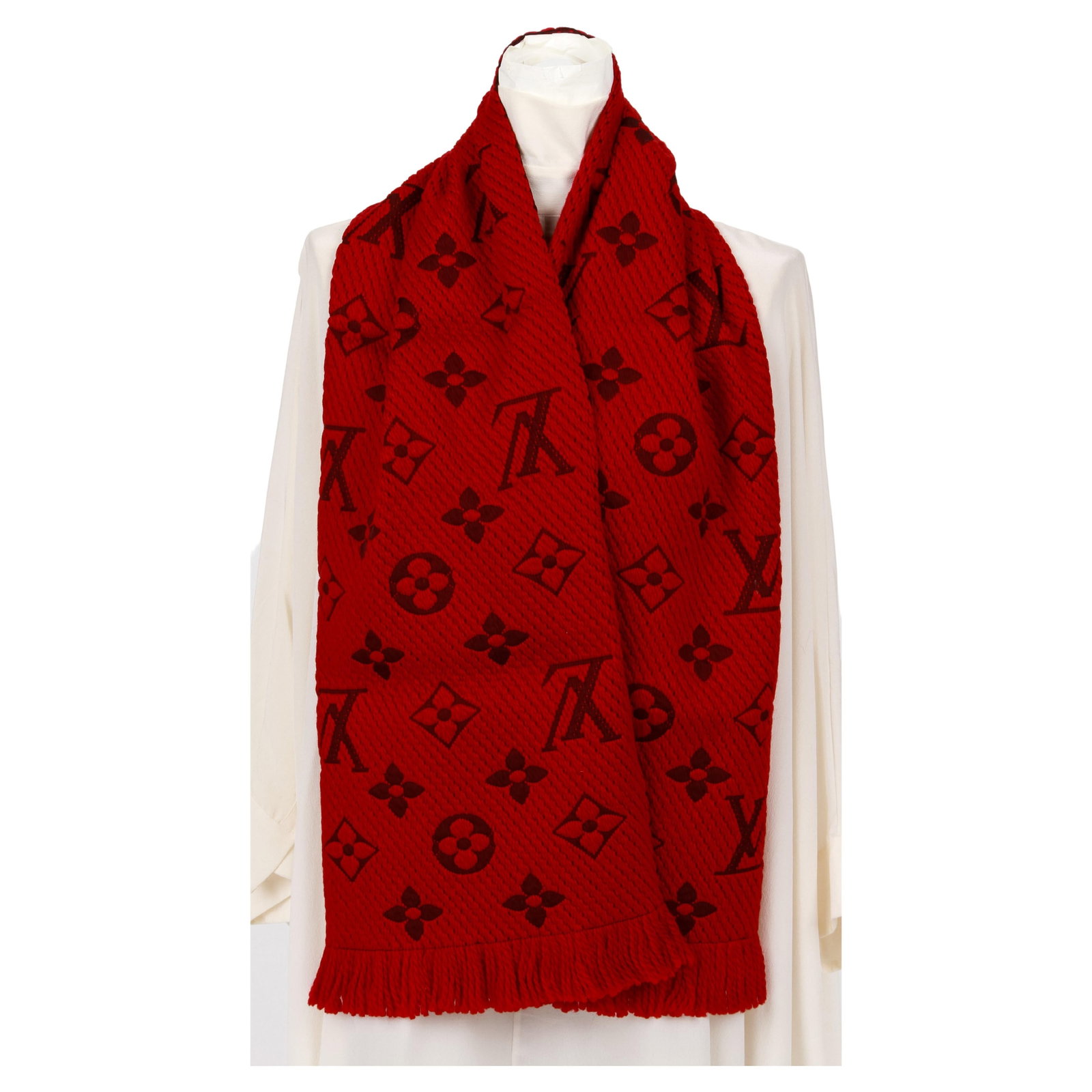 Louis Vuitton Logomania Burgundy Wool Scarf 68 in Italy: Louis Vuitton Logomania Burgundy Wool Scarf 68 in Italy Elevate your accessory collection with this exquisite Louis Vuitton Logomania scarf, crafted from luxurious wool in a striking burgundy red. Thi