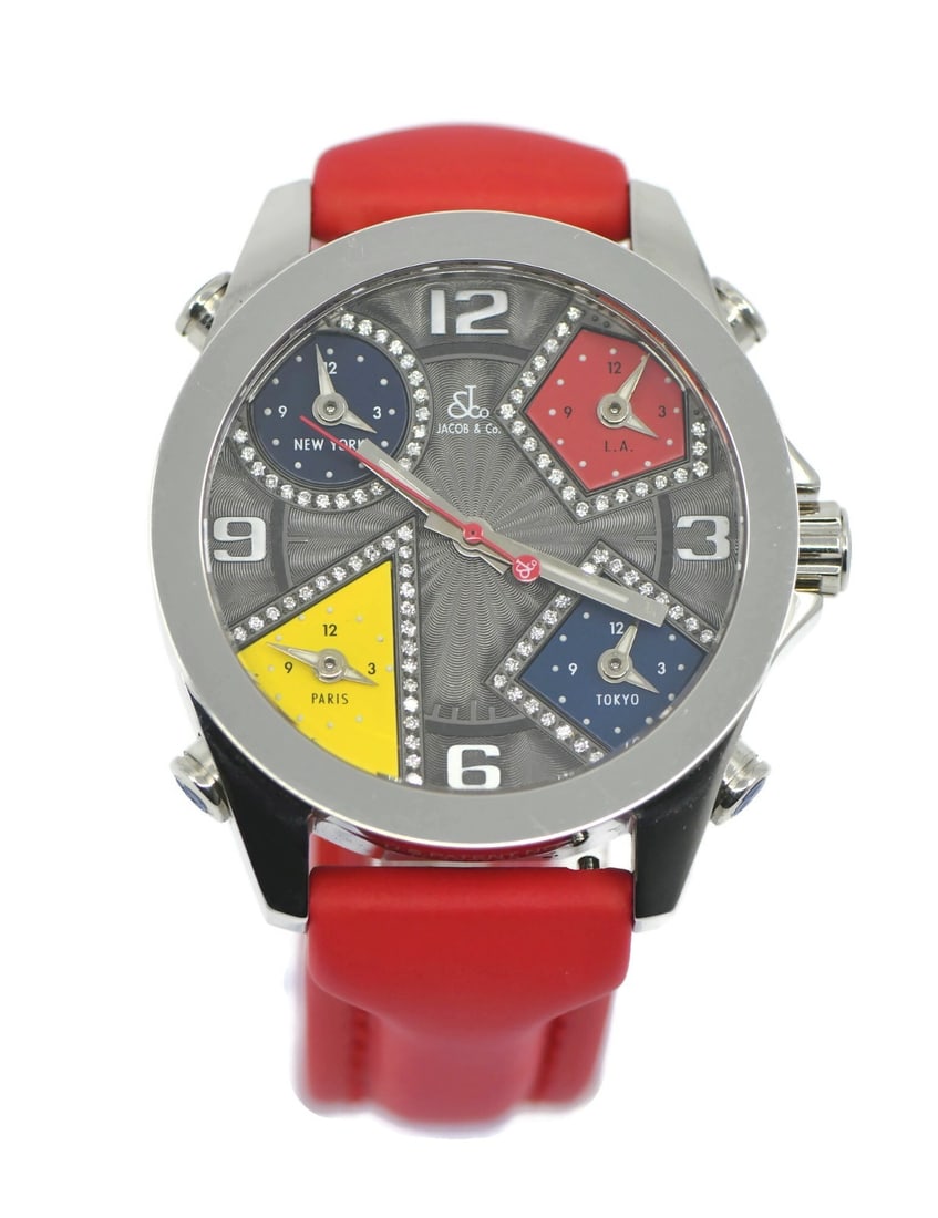Jacob & Co Five Time Zone Diamond Watch Stainless Steel 40mm with Box (1 of 5)
