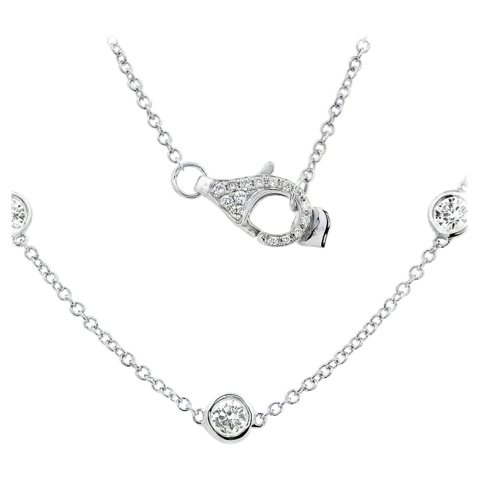 2.17ct Diamond Necklace 18k White Gold Modern: 2.17ct Diamond Necklace 18k White Gold Modern This stunning Diamonds by the Yard necklace features a total diamond weight of 2.17 carats, elegantly set in 18k white gold. The necklace comprises 11 rou