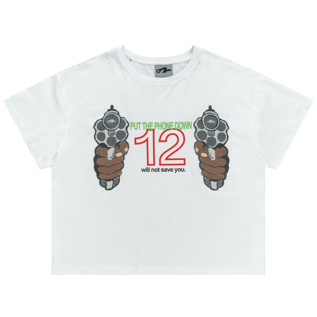 White Cotton OTW 911 Graphic Tee Medium (1 of 2)