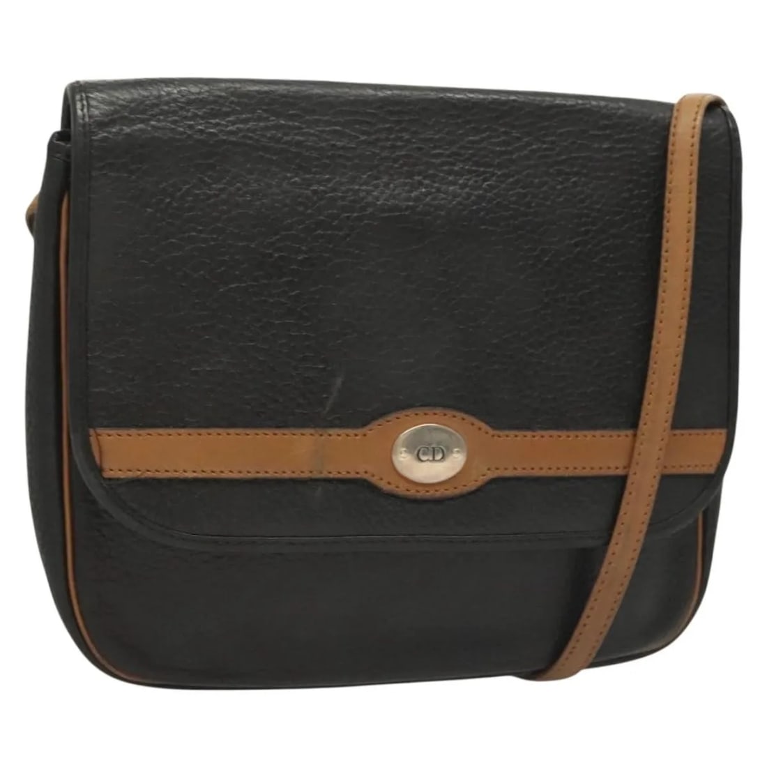 Black Leather Crossbody Christian Dior Vintage Trotter Bag