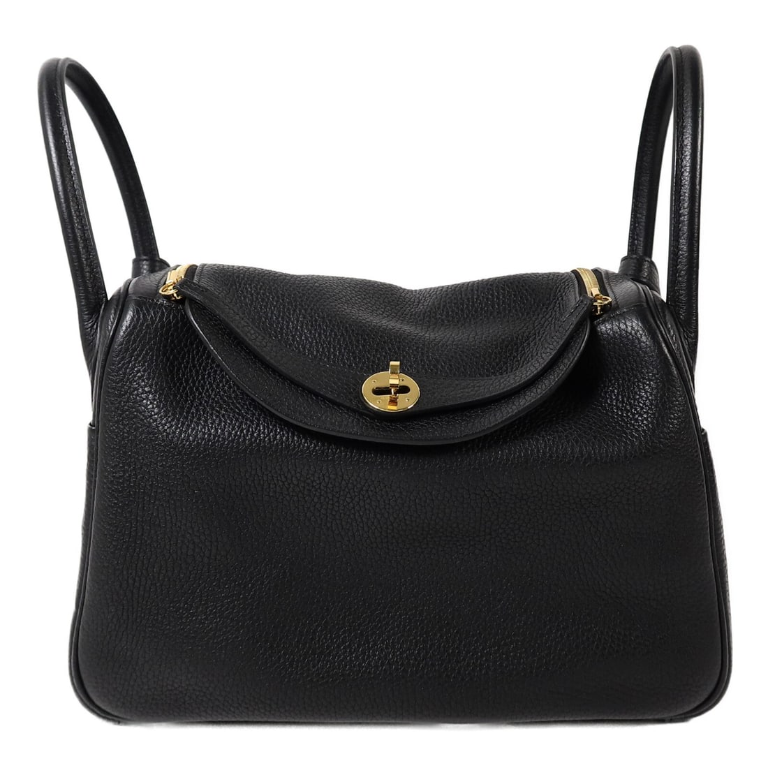 Hermes Lindy 30 Taurillon Clemence Leather Shoulder Bag Noir: Hermes Lindy 30 Taurillon Clemence Leather Shoulder Bag Noir Hermes Lindy 30 2 Way Shoulder Bag in Noir black, made from Taurillon Clemence leather with calfskin (cowhide) accents. This bag features a