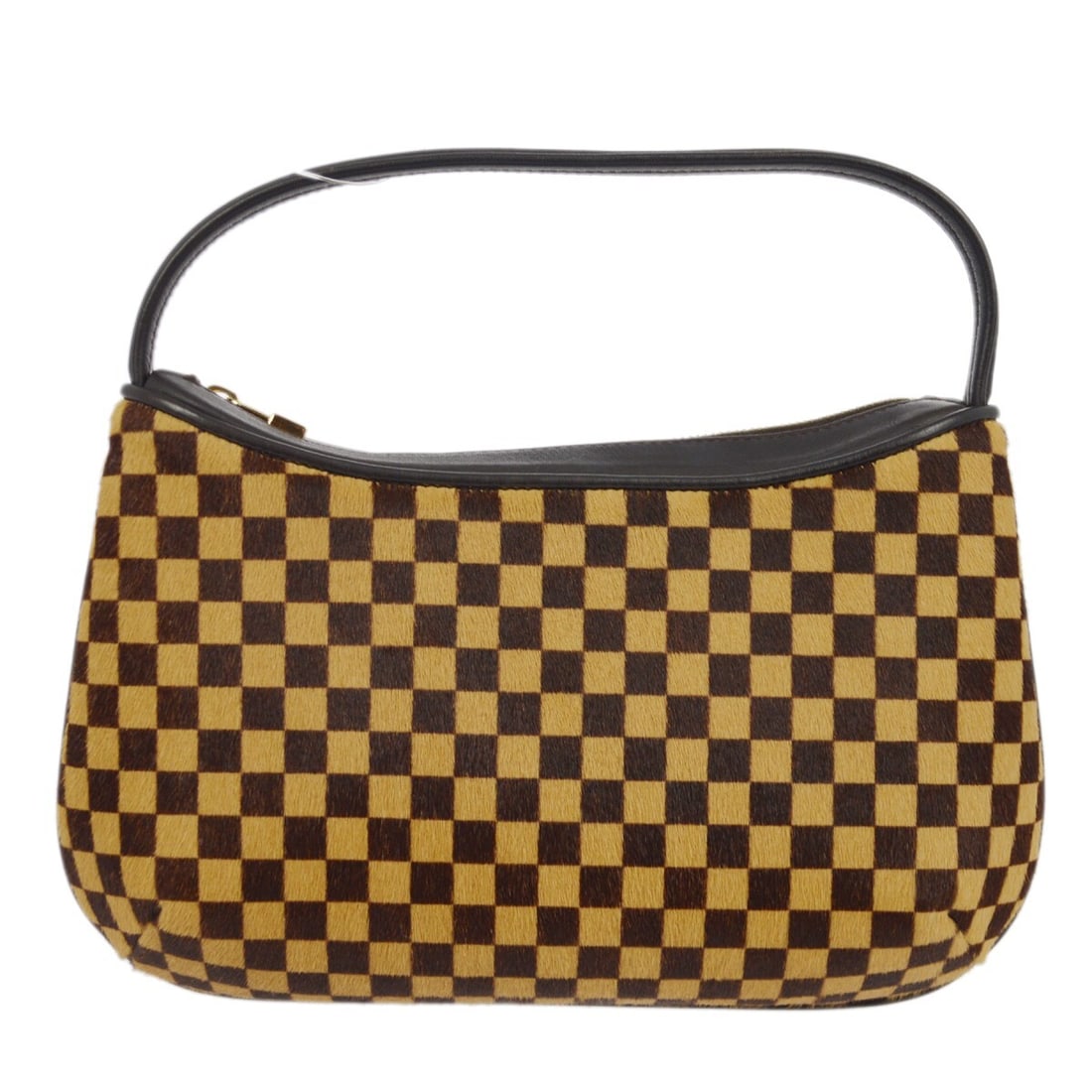 Louis Vuitton Tiger Top Handle Bag Damier Sauvage Pony Hair Leather M92132: Louis Vuitton Tiger Top Handle Bag Damier Sauvage Pony Hair Leather M92132 This Louis Vuitton Damier Sauvage Tiger handbag is a small top handle bag made in Italy. It features a zip closure, inner poc