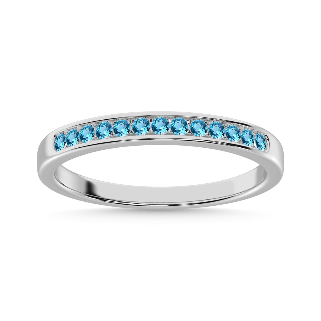 14K White Gold 1/4 Ct.Tw. Blue Topaz Machine Band