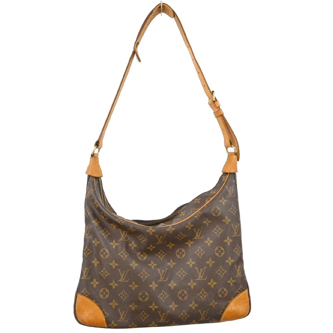 Louis Vuitton Boulogne 35 Monogram Shoulder Bag M51260 France: Louis Vuitton Boulogne 35 Monogram Shoulder Bag M51260 France Vintage Louis Vuitton Boulogne 35 shoulder bag in brown Monogram canvas with leather trim and a beige lining. This women's medium shoulder