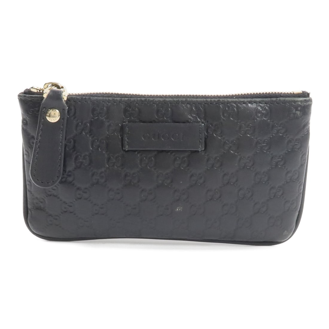GUCCI 544248 black calfskin coin purse with key hook: GUCCI 544248 black calfskin coin purse with key hook Gucci GG GHW key purse coin case in black calfskin (cowhide) leather. This unisex coin purse features a fastener pocket with one hook and comes wit