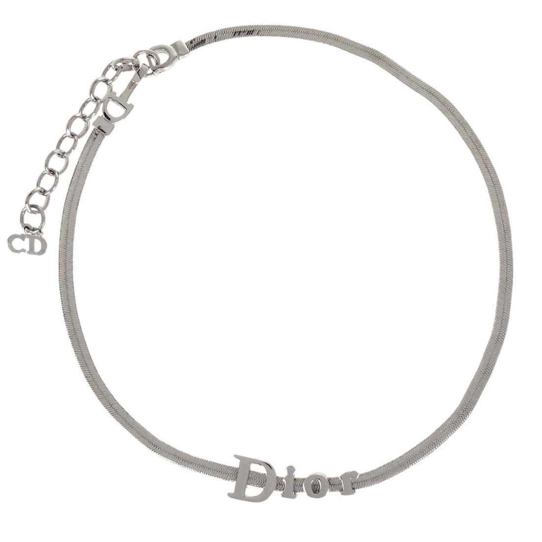 Dior Silver Plated Pendant Necklace Vintage Charm Style: Dior Silver Plated Pendant Necklace Vintage Charm Style Vintage Christian Dior pendant necklace in silver-plated metal. This piece features a charm-style pendant and presents in very good condition wi