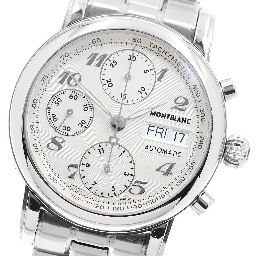 Montblanc Meisterstuck 7016 Mens Automatic Chronograph Day Date Watch: Montblanc Meisterstuck 7016 Mens Automatic Chronograph Day Date Watch Pre-owned Montblanc Meisterstuck men's wristwatch, reference 7016, with automatic movement and silver dial. It features Day-Date, 