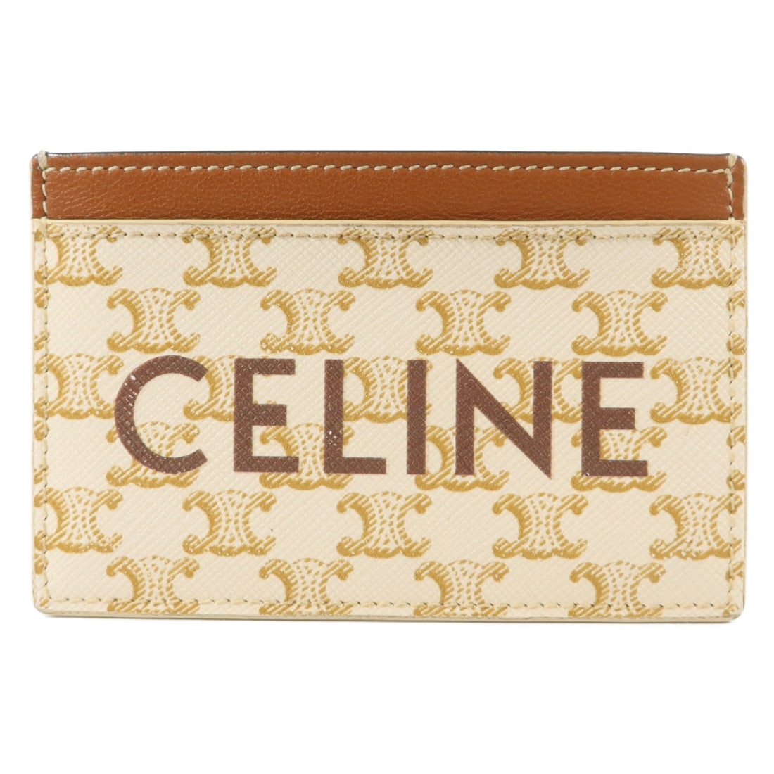 CELINE Beige PVC Coated Canvas Card Holder