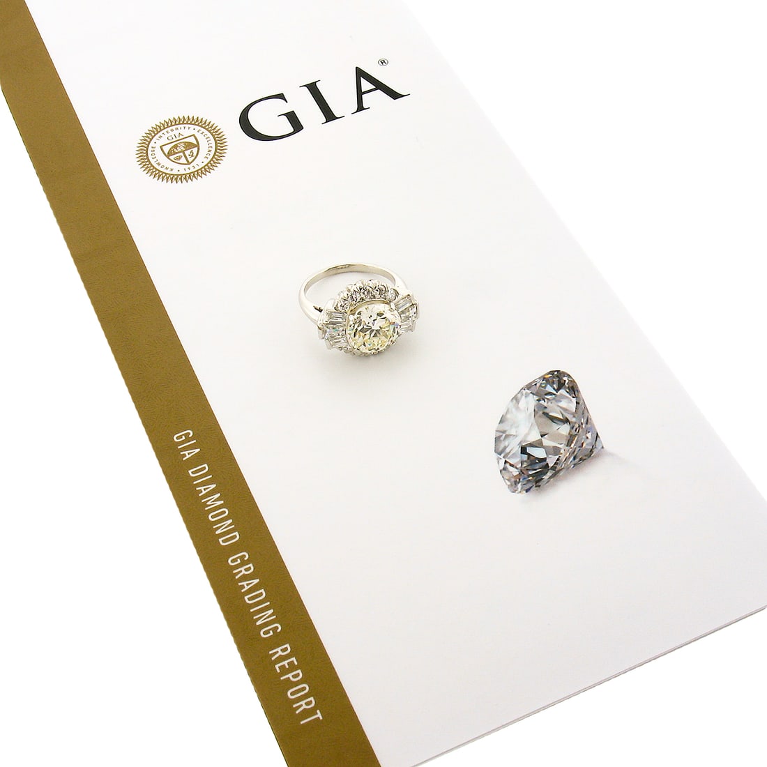 Vintage Platinum Engagement Ring GIA 5.56ctw Old Cut Diamonds
