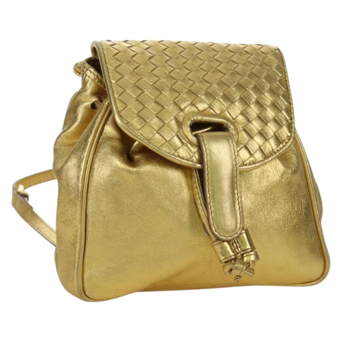 Bottega Veneta Leather Gold Backpack with Dust Bag