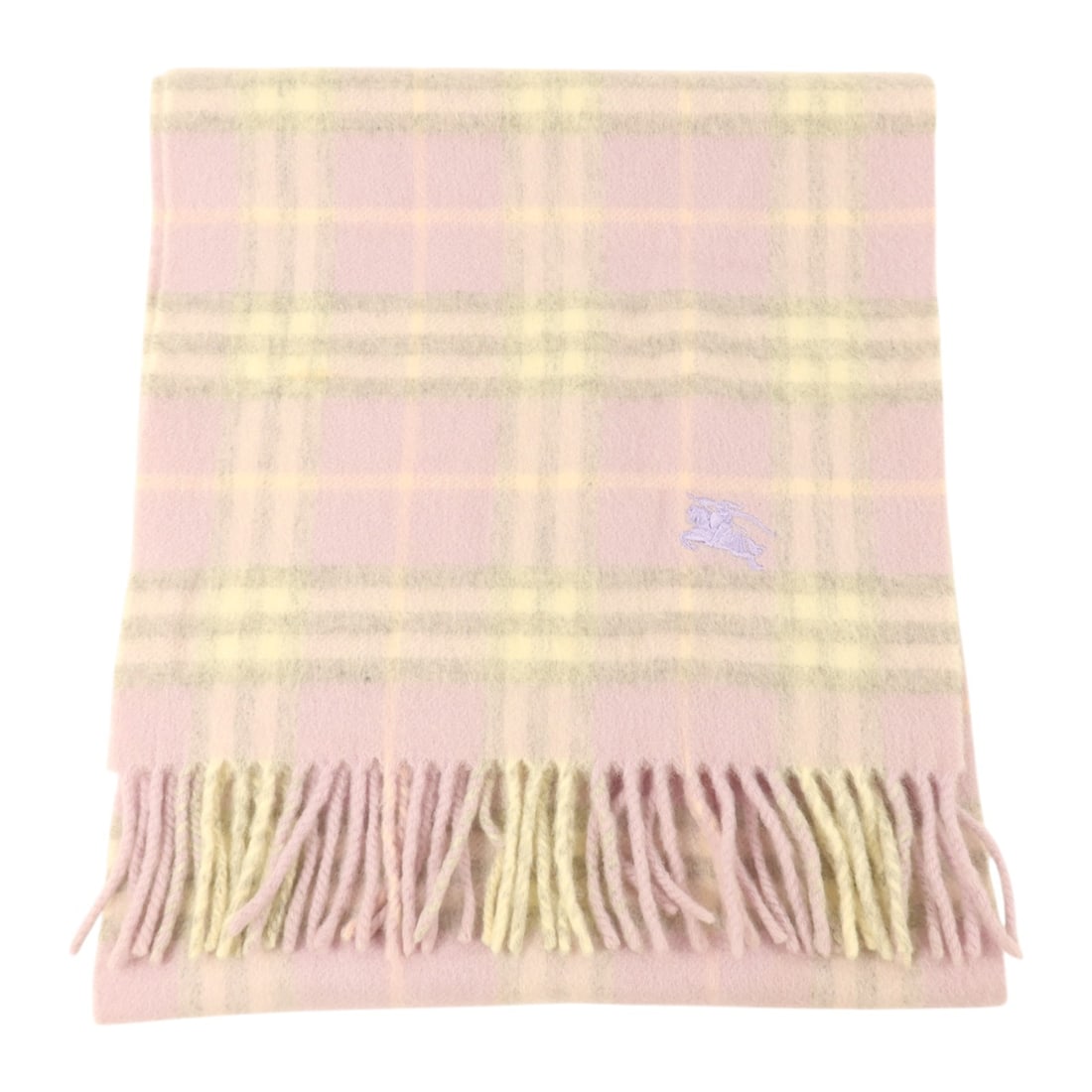 BURBERRY Wool Scarf 132x31cm Light Purple Grey Multicolor (1 of 9)