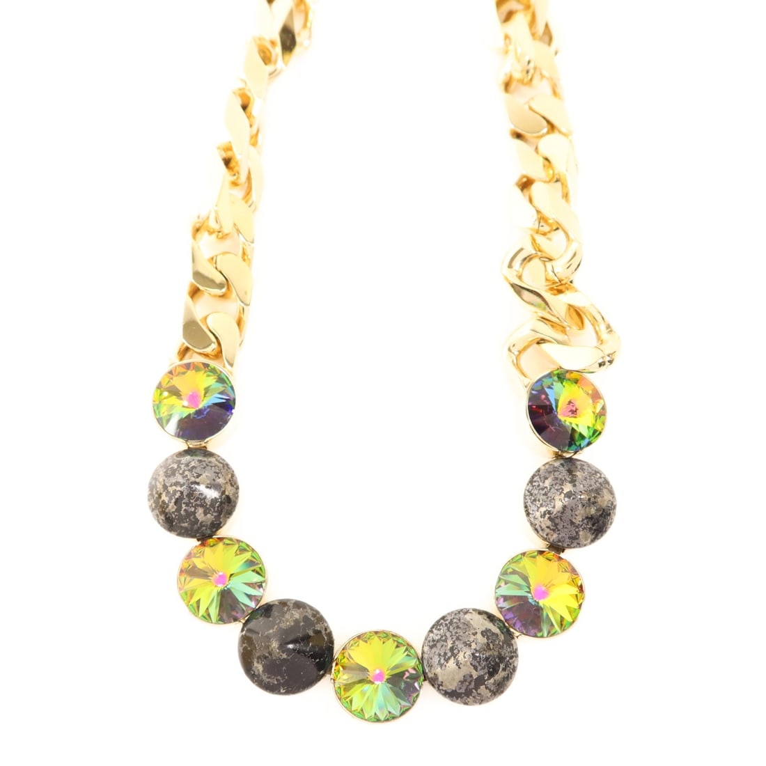 Gold Tone Crystal Necklace FENDI Metal Italy
