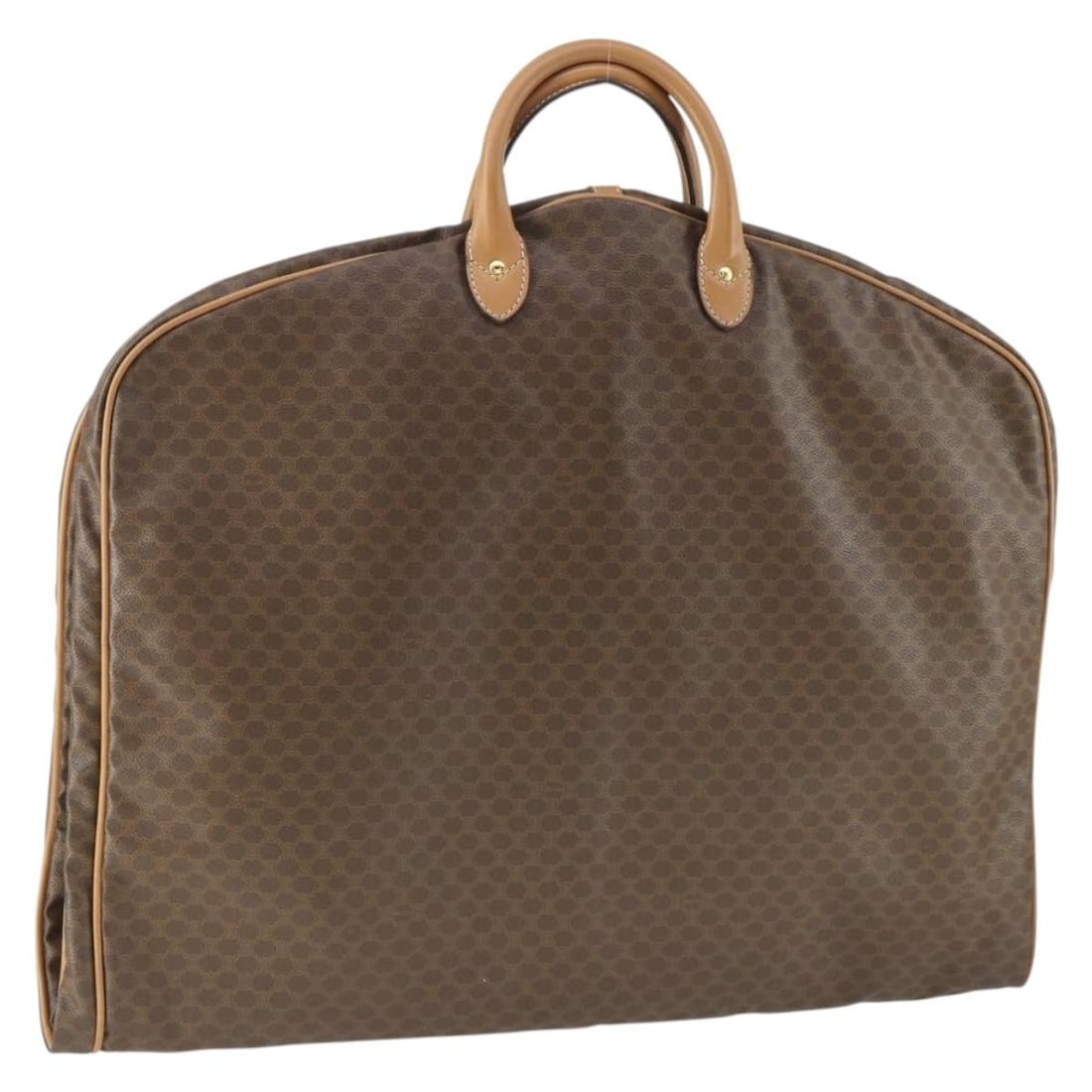 Brown PVC Leather Celine Macadam Garment Cover with Gold Accents
