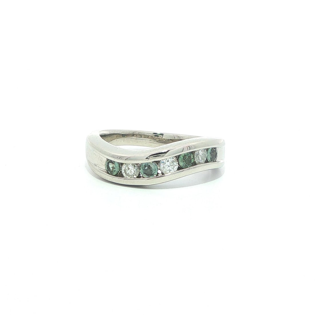 GIA Platinum Alexandrite Diamond Wavy Band Ring Size 6.5