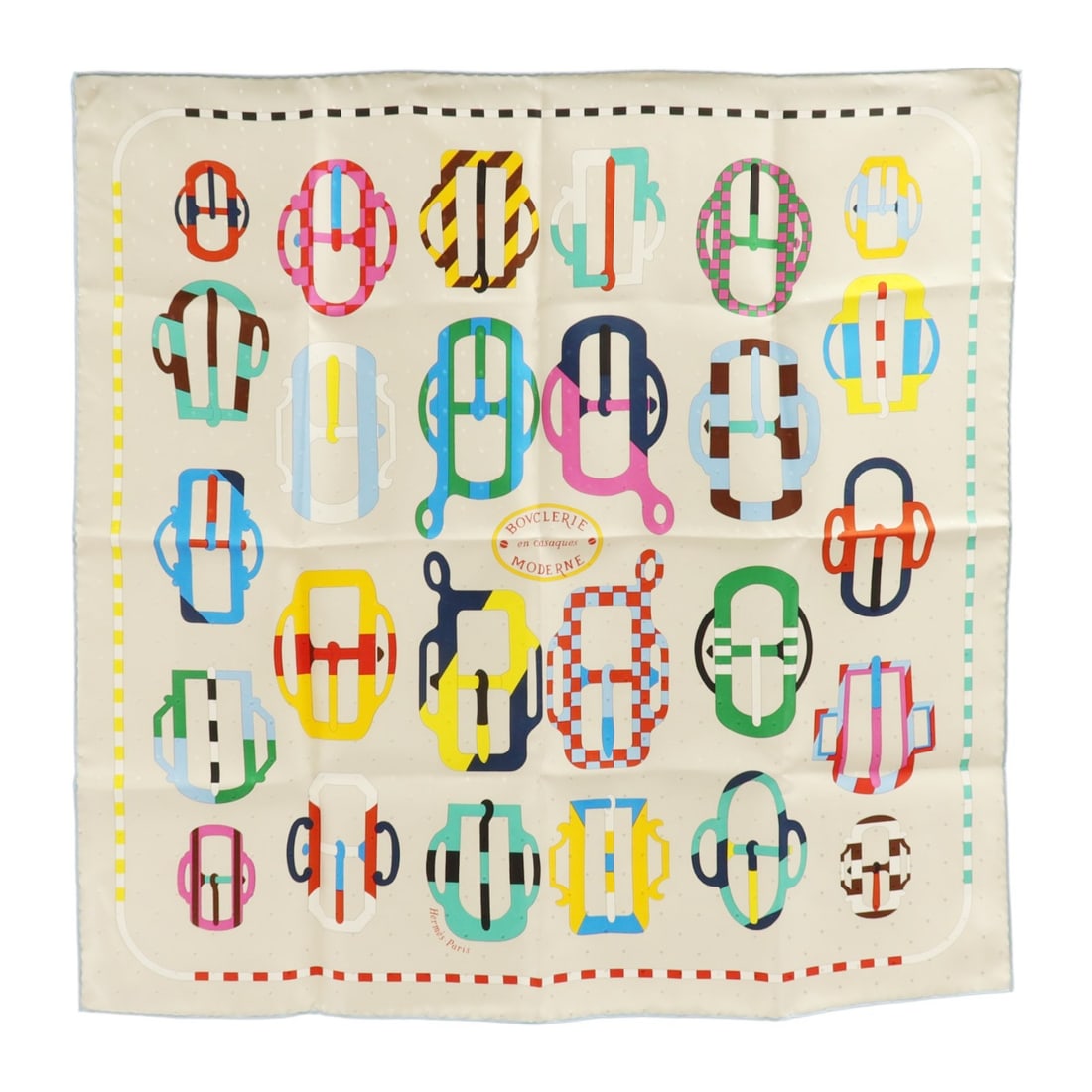 Hermes Silk Scarf 60x60cm Gray Multicolor France
