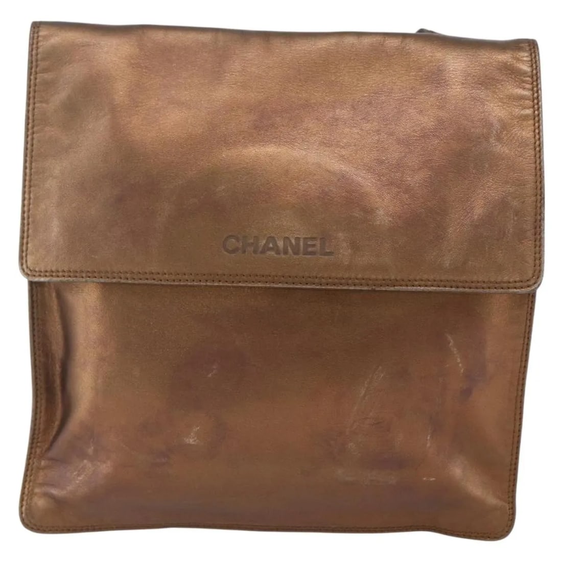 Brown Leather Chanel Vintage Flap Messenger Shoulder Bag from Italy