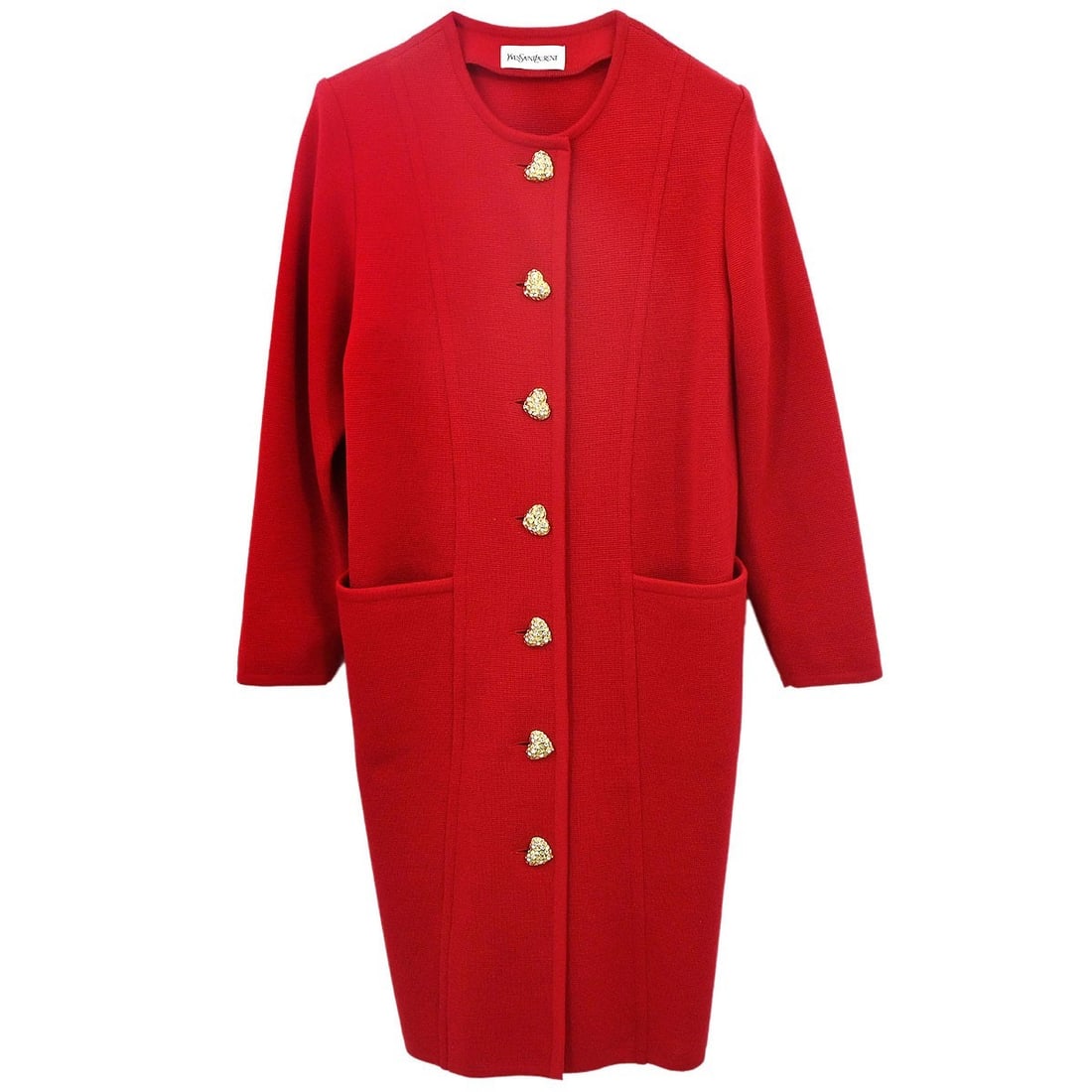 Womens Red Wool Overcoat Yves Saint Laurent Size M (1 of 15)