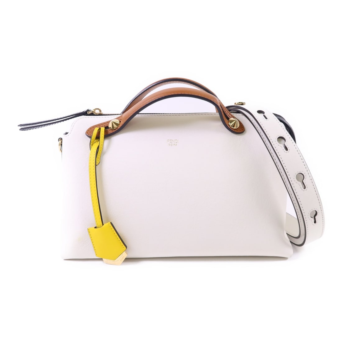 FENDI By The Way White Calfskin 2 Way Shoulder Bag: FENDI By The Way White Calfskin 2 Way Shoulder Bag Fendi By The Way 2 Way Shoulder Bag in white calfskin leather, designed for women. This bag is made in Italy and comes with a shoulder strap, storage