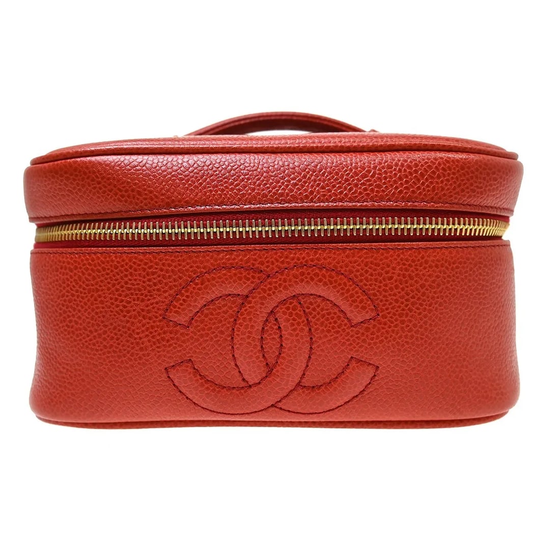 Chanel Vintage Timeless Red Leather Cosmetic Case: Chanel Vintage Timeless Red Leather Cosmetic Case Vintage Timeless cosmetic case by Chanel in red leather, made in Italy. The item is described as a female accessory and is in good condition, with lig